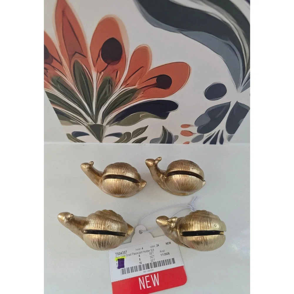 Gold Snail Place Card Holders Set of 4 Resin Textured Table Decor TS04357